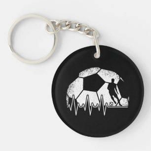 Funny Soccer Heartbeat Soccer Player Key Ring