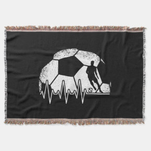 Funny Soccer Heartbeat Soccer Player Throw Blanket