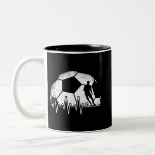 Funny Soccer Heartbeat Soccer Player Two-Tone Coffee Mug