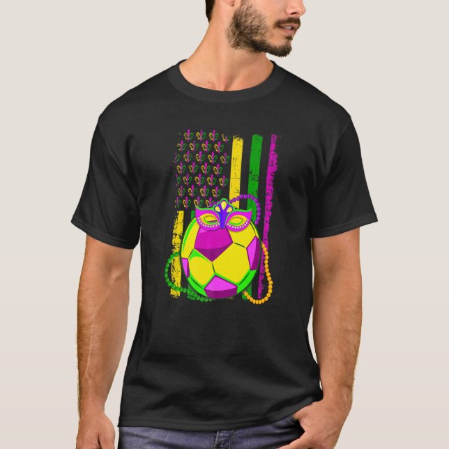 Funny Soccer Jester Hat Mardi Gras Festival Party T-Shirt (Front)