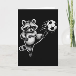 Funny Soccer Ll Racoon Kick Win Game Hair Don't C Card