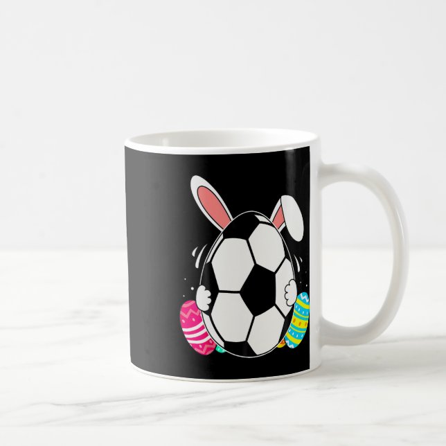 Funny Soccer Ll With Bunny Ears Easter Day Men Boy Coffee Mug (Right)