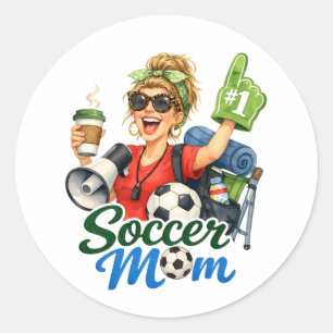Funny Soccer Mum Classic Round Sticker