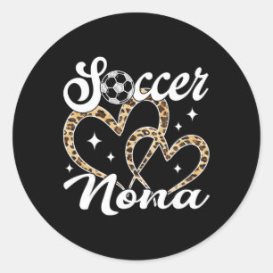Funny Soccer Nona Leopard Soccer Player Classic Round Sticker