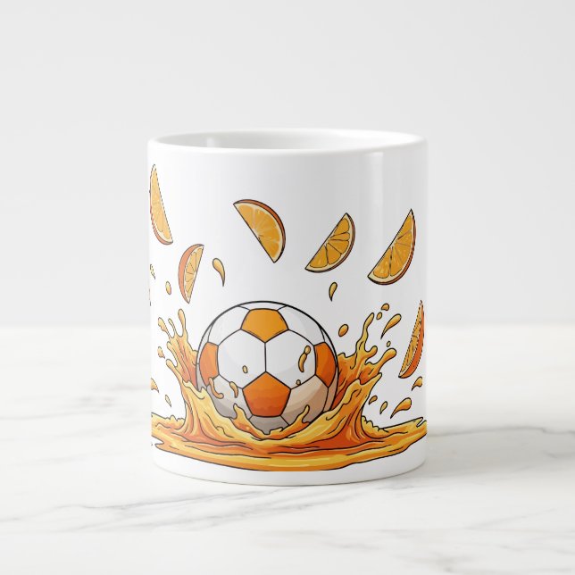 Funny Soccer Orange Splash Coffee Mug (Front)