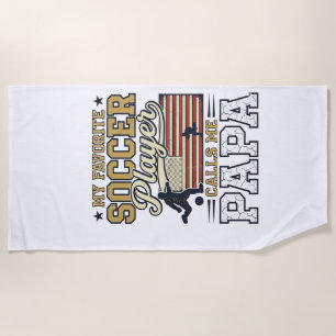 Funny Soccer Papa Vintage Shirt Design_1 Beach Towel