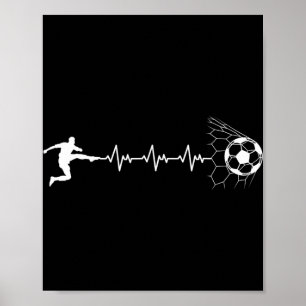 Funny Soccer Player Heart Pulse Graphic Sport Foot Poster