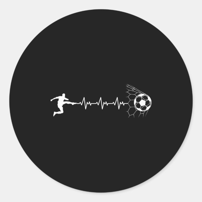 Funny Soccer Player Heart Pulse Graphic Srt Footba Classic Round Sticker (Front)