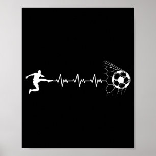 Funny Soccer Player Heart Pulse Graphic Srt Footba Poster