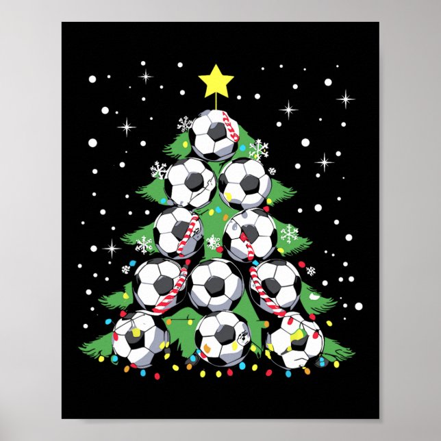 Funny Soccer Player Xmas Lights Soccer Christmas T Poster (Front)
