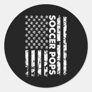 Funny Soccer Pops American Flag Vintage Soccer T S Classic Round Sticker