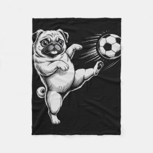 Funny Soccer Pug Dad Dog Play Club Goal Kids Game Fleece Blanket