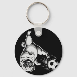 Funny Soccer Pug Dad Dog Play Club Goal Kids Game Key Ring