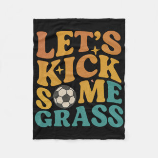 Funny Soccer Retro Vintage Let's Kick Some Gr Fleece Blanket