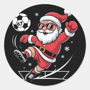 Funny Soccer Santa 67 Meme Christmas Xmas Pyjamas Classic Round Sticker