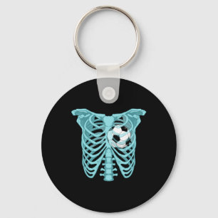 Funny Soccer Skeleton Chest Rib Cage X-ray Sports Key Ring