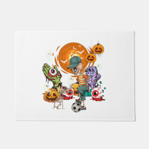 Funny Soccer Skeleton Halloween Scary Gift For Men Doormat