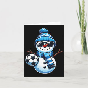 Funny Soccer Snowman Winter Sports Lovers Christma Card