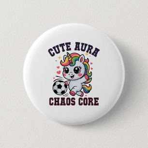 Funny Soccer Unicorn Cute Aura Chaos Core Winning  6 Cm Round Badge