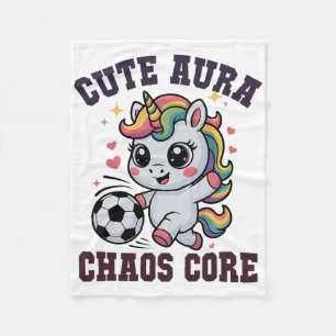 Funny Soccer Unicorn Cute Aura Chaos Core Winning Fleece Blanket