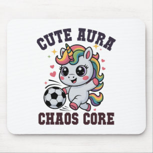 Funny Soccer Unicorn Cute Aura Chaos Core Winning Mouse Pad