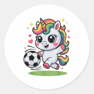 Funny Soccer Unicorn Just Girl Who Loves Play Mom Classic Round Sticker