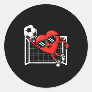 Funny Soccer Valentines Day Heart Boys Mens Sports Classic Round Sticker