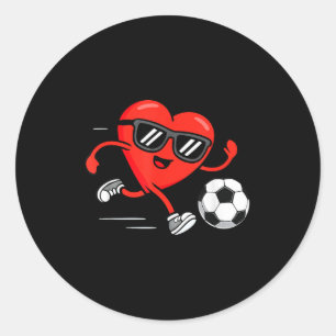 Funny Soccer Valentines Day Heart Boys Mens Sports Classic Round Sticker
