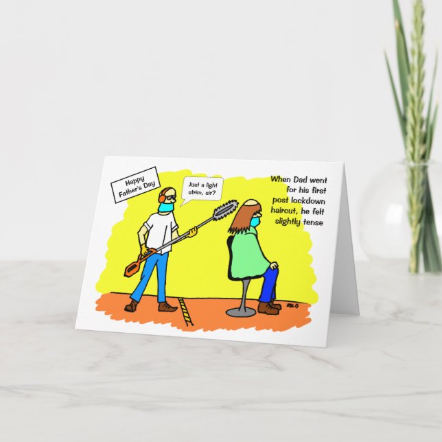 Funny Social Distance Haircut Father's Day Card (Front)