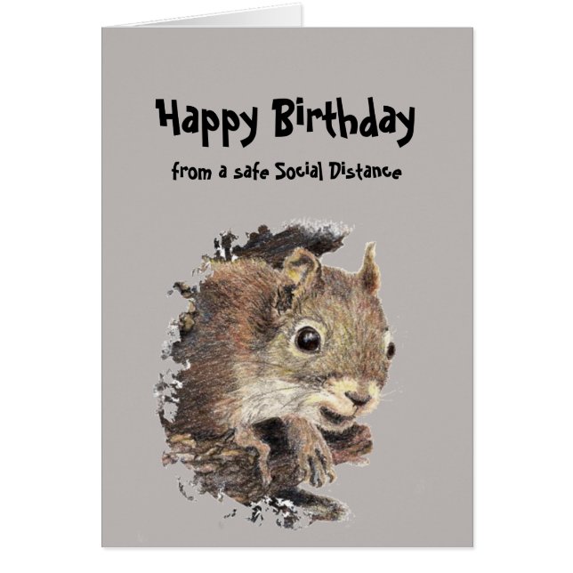 Funny Social Distancing Birthday Cute Squirrel (Front)