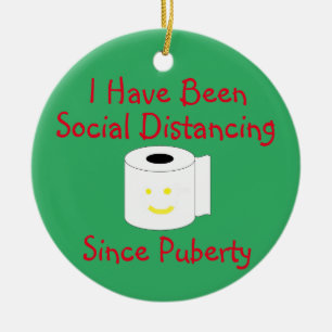 Funny Social Distancing Ceramic Ornament