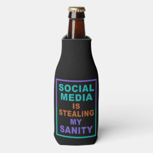 Funny “Social Media” custom monogram bottle cooler