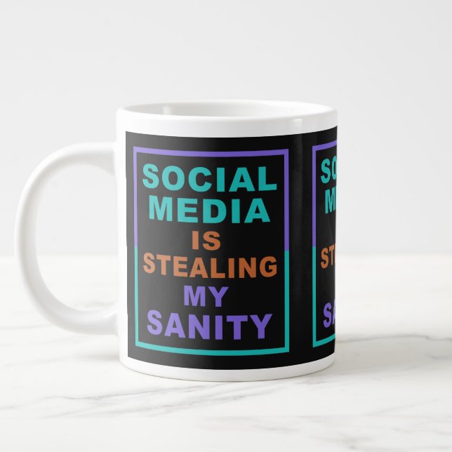 Funny “Social Media” jumbo mug (Left)