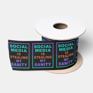 Funny “Social Media” ribbon Satin Ribbon