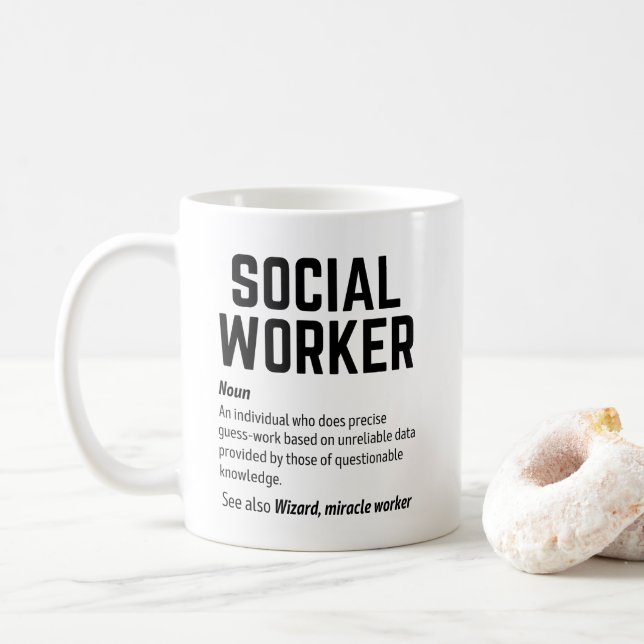 Funny Social Worker Dictionary Definition Coffee Mug (With Donut)