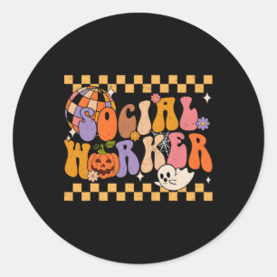 Funny Social Worker Halloween School Social Work R Classic Round Sticker