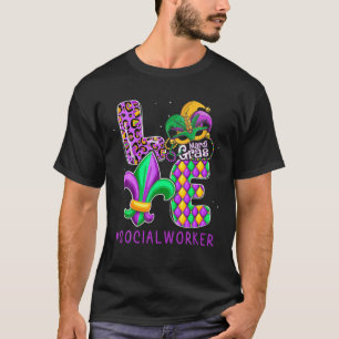 Funny Social Worker Mardi Gras Family Matching Out T-Shirt