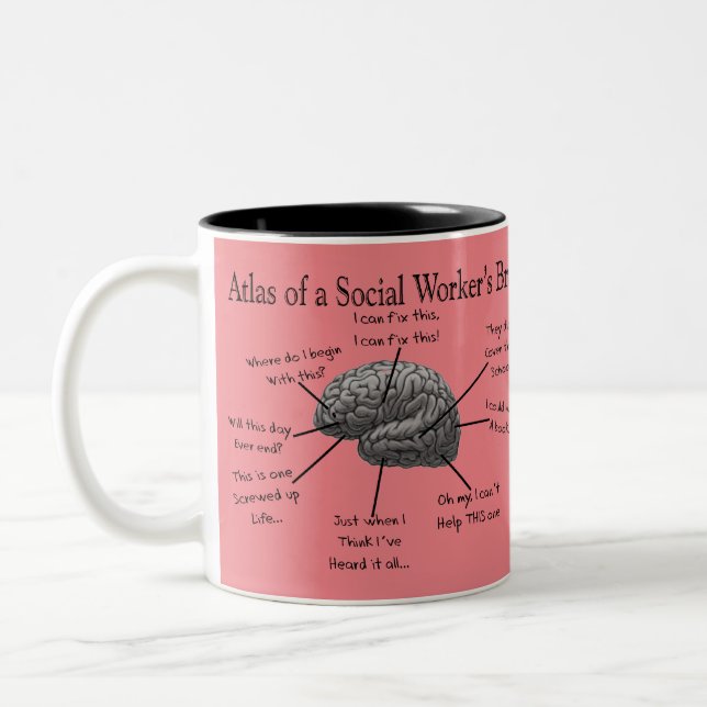 Funny Social Worker's Brain Two-Tone Coffee Mug (Left)