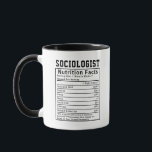 Funny Sociologist Nutrition Facts Social Science Mug<br><div class="desc">Analyze society with a sense of humor using this funny Sociologist Nutrition Facts design. Perfect for staff,  employees,  and team members who study human behavior,  culture,  and social trends. Makes a thoughtful birthday,  holiday,  or appreciation gift for sociologists,  researchers,  and social science professionals.</div>