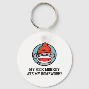 Funny Sock Monkey Key Ring