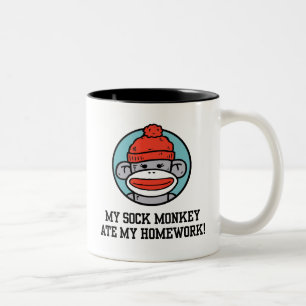 Funny Sock Monkey Two-Tone Coffee Mug