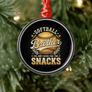 Funny Softball Brother Snacks Sports Metal Ornament