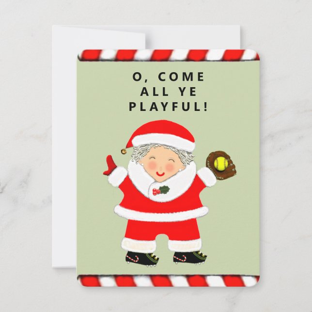 Funny Softball Christmas Holiday Card (Front)