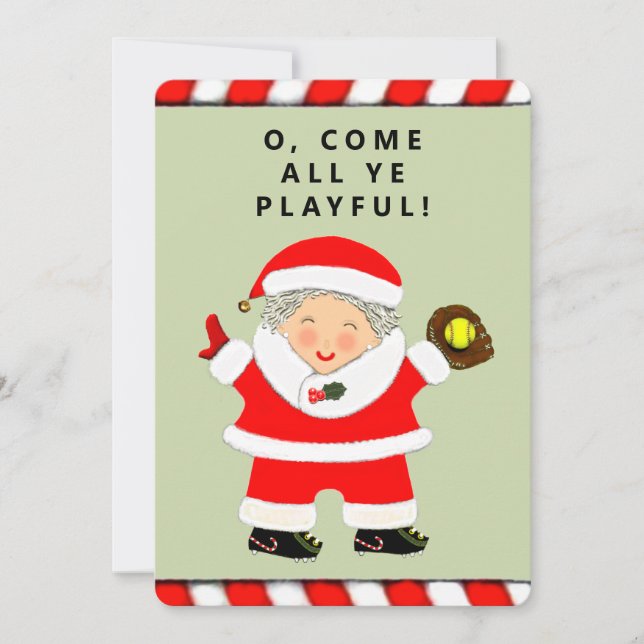 Funny Softball Christmas Holiday Card (Front)