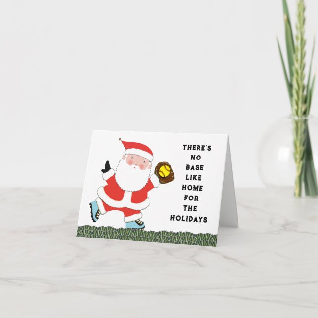 Funny Softball Christmas Holiday Cards (Front)