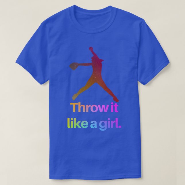Funny Softball Player Girls Youth Teens THROW LIKE T-Shirt (Design Front)