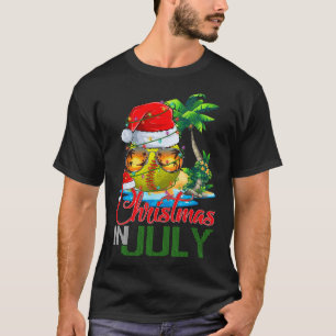 Funny Softball Santa Hat Hawaiian Christmas In Jul T-Shirt