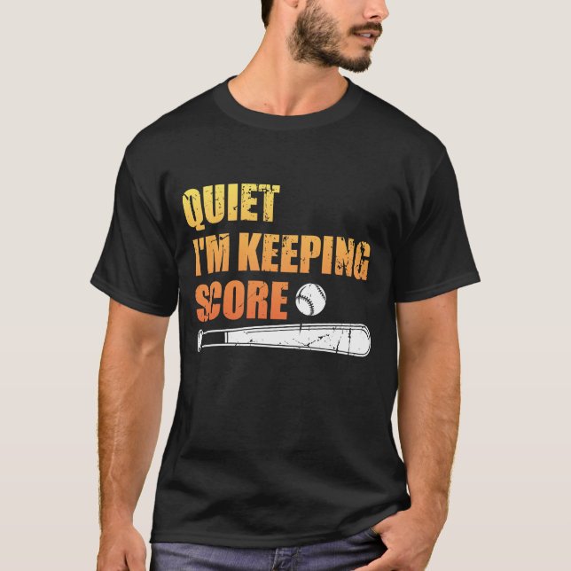 Funny Softball Scorekeeper Quiet I'm Keeping Score T-Shirt (Front)