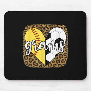 Funny Softball Soccer Grams Heart Leopard Mouse Pad