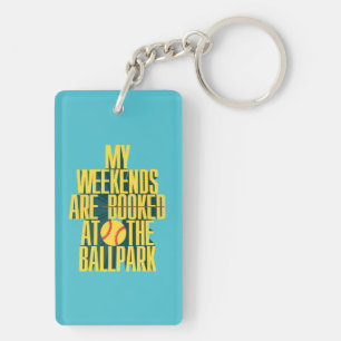 Funny Softball Weekend At The Ballpark Sports Key Ring